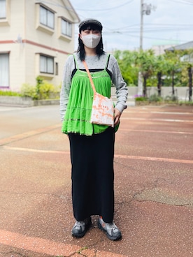 「ハンチング」｜「アイテム（キャミソール）」を使った、chihi.sさん（レディース・167cm）の夏コーディネート