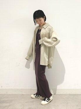 「リブワンピース」｜つなしまあゆみさん（レディース・153cm・20代）の春コーディネート