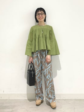 「ティアードブラウス」｜つなしまあゆみさん（レディース・153cm）の春コーディネート