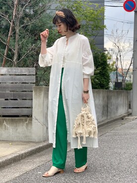 「はじめましてコーデ」｜「アイテム（シャツワンピース）」を使った、Koharu.uさん（レディース・164cm）の春コーディネート