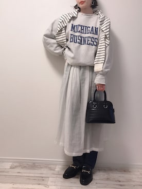 「シアーワンピース」｜「アイテム（スウェット）」を使った、Koharu.uさん（レディース・164cm）の春コーディネート