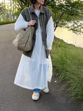 「ミリタリーコーデ」｜「アイテム（ワンピース/ドレス）」を使った、Koharu.uさん（レディース・164cm）の秋コーディネート