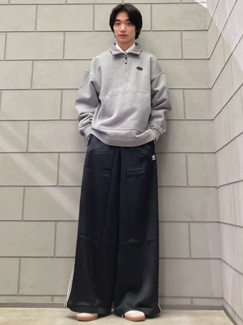 サテン ワイドレッグ トラックパンツ / バギーパンツ / アディダス