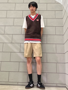 「ニットベスト」｜MYさん（メンズ・180cm）の秋コーディネート