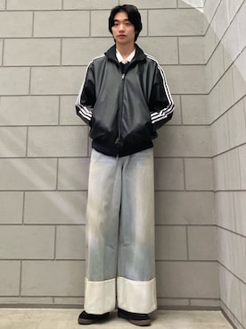 「adidas（アディダス）のプレザー3Sトラックトップ / ジャージ / アディダスオリジナルス adidas Originals（ジャージ、ブラック系）」を使った、MYさん（メンズ・180cm）の冬コーディネート