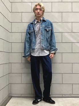 「サンバ」｜「アイテム（スウェットパンツ）」を使った、MYさん（メンズ・180cm）の冬コーディネート