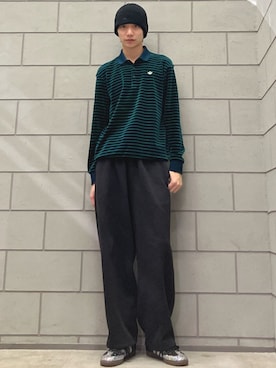 「アイテム（ポロシャツ）」を使った、MYさん（メンズ・180cm）の冬コーディネート