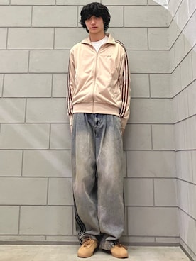 「adidas（アディダス）のファイヤーバード トラックトップ / ジャージ / トラックジャケット / アディダスオリジナルス adidas Originals（ジャージ、グリーン系）」を使った、MYさん（メンズ・180cm）の春コーディネート