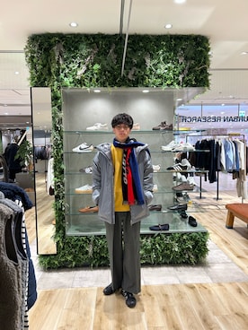 「アイテム（マフラー）」を使った、0706okamutsukingさん（メンズ・183cm）の秋コーディネート