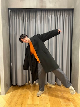 「アイテム（チェスターコート）」を使った、0706okamutsukingさん（メンズ・183cm）の秋コーディネート