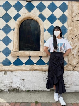 NOT CONVENTIONAL ブラック ドローストリング ギャザー スカート NOT CONVENTIONAL ブラック ドローストリング ギャザー スカート