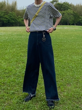 こーきさんの「Wide straight denim pants / ワイドストレートデニムパンツ」を使ったコーディネート