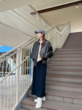 「ITEMS URBANRESEARCH（アイテムズ アーバンリサーチ）のリブロングスカート（スカート）」を使った、aoiさん（レディース・161cm）の秋コーディネート