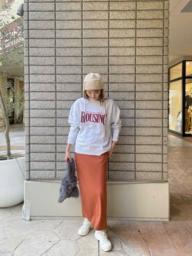 「ITEMS URBANRESEARCH（アイテムズ アーバンリサーチ）のリブロングスカート（スカート）」を使った、aoiさん（レディース・161cm）の秋コーディネート