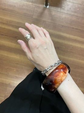 「SMELLY（スメリー）のステンレスボリュームチェーンブレスレット（ブレスレット、シルバー系）」を使った、aoiさん（レディース・162cm）の夏コーディネート