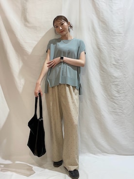 「ITEMS URBANRESEARCH（アイテムズ アーバンリサーチ）のREFINED LINEN イージーパンツ（その他パンツ、その他）」を使った、aoiさん（レディース・162cm）の夏コーディネート