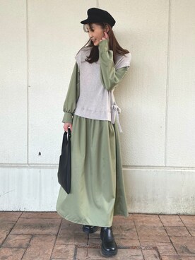 「ITEMS URBANRESEARCH（アイテムズ アーバンリサーチ）のニットベストドッキングワンピース（ワンピース）」を使った、aoiさん（レディース・162cm）の冬コーディネート