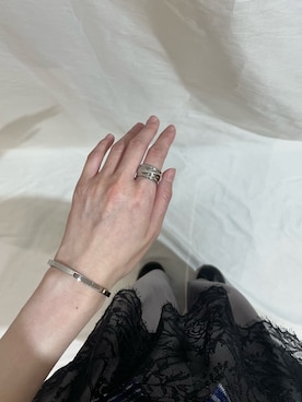 「SMELLY（スメリー）のステンレスチャンキーリング（リング、シルバー系）」を使った、aoiさん（レディース・162cm）の夏コーディネート