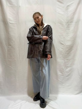 「アイテム（カバーオール）」を使った、aoiさん（レディース・161cm）の冬コーディネート