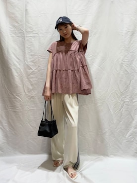 「初夏のお出かけコーデ」｜「アイテム（アクセサリー）」を使った、aoiさん（レディース・161cm）の夏コーディネート