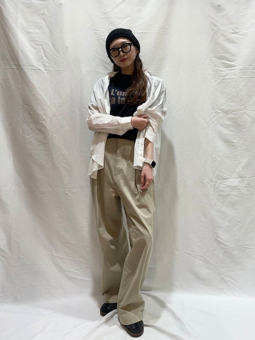 コットンタックワイドパンツ