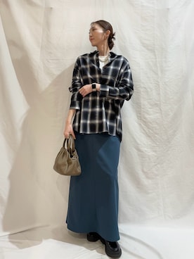 「SENSE OF PLACE by URBAN RESEARCH（センスオブプレイスバイアーバンリサーチ）の『イージーケア』フロントポケットチノスカート（スカート、ブルー系）」を使った、aoiさん（レディース・162cm）の春コーディネート