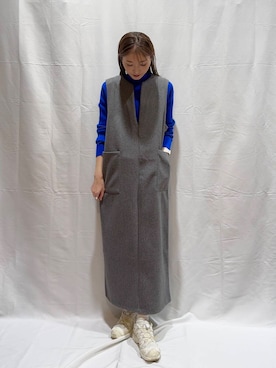 「ITEMS URBANRESEARCH（アイテムズ アーバンリサーチ）のアイテム（ジャンパースカート）」を使った、aoiさん（レディース・161cm）の冬コーディネート