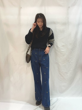 「KBF（ケイビーエフ）のアイテム（デニムパンツ）」を使った、aoiさん（レディース・162cm）の秋コーディネート