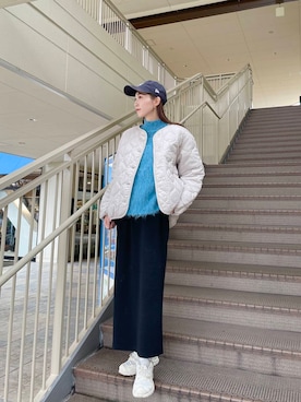 「ITEMS URBANRESEARCH（アイテムズ アーバンリサーチ）のリブロングスカート（スカート）」を使った、aoiさん（レディース・161cm）の秋コーディネート