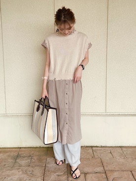 「COOLなこのコが仲間入り」｜「アイテム（シャツワンピース）」を使った、aoiさん（レディース・161cm）の夏コーディネート