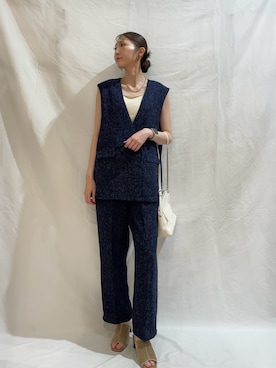 「ITEMS URBANRESEARCH（アイテムズ アーバンリサーチ）の『洗濯可』2WAYニットタンクトップ（ニット/セーター、ホワイト系）」を使った、aoiさん（レディース・162cm）の夏コーディネート