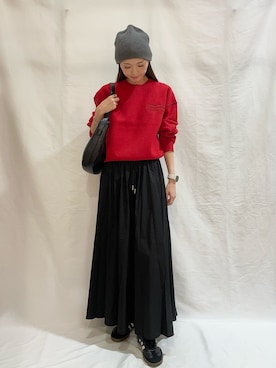 「ITEMS URBANRESEARCH（アイテムズ アーバンリサーチ）のウエストギャザースカート（スカート）」を使った、aoiさん（レディース・162cm）の秋コーディネート