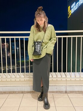 「ITEMS URBANRESEARCH（アイテムズ アーバンリサーチ）のPUキンチャクショルダー（ショルダーバッグ）」を使った、aoiさん（レディース・162cm）の冬コーディネート