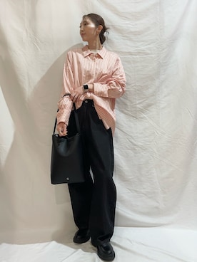 「URBAN RESEARCH（アーバンリサーチ）のアイテム（シャツ/ブラウス、レッド系）」を使った、aoiさん（レディース・162cm）の春コーディネート