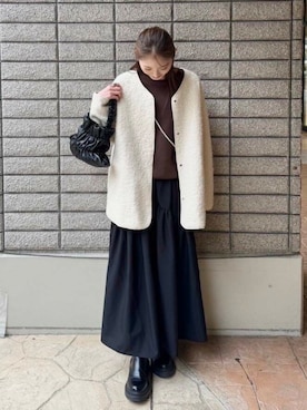 「アイテム（ノーカラーコート）」を使った、aoiさん（レディース・161cm）の秋コーディネート