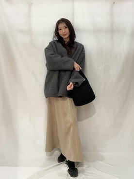 「アイテム（ノーカラージャケット）」を使った、aoiさん（レディース・162cm）の冬コーディネート