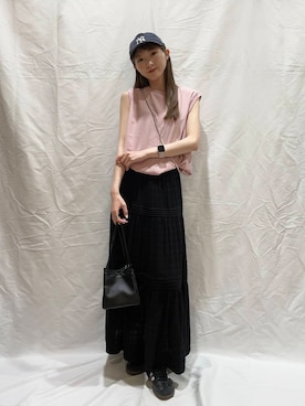 「初夏のお出かけコーデ」｜「アイテム（アクセサリー）」を使った、aoiさん（レディース・161cm）の春コーディネート