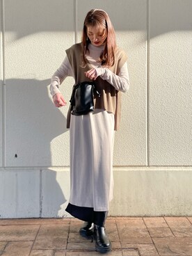 「ITEMS URBANRESEARCH（アイテムズ アーバンリサーチ）のPUキンチャクショルダー（ショルダーバッグ）」を使った、aoiさん（レディース・162cm）の冬コーディネート