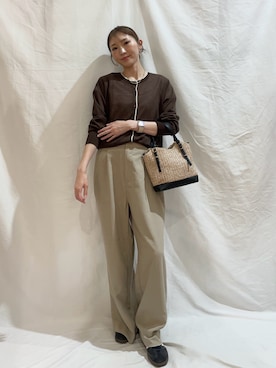 「ITEMS URBANRESEARCH（アイテムズ アーバンリサーチ）のアシメデザインベルトパンツ（その他パンツ、ベージュ系）」を使った、aoiさん（レディース・162cm）の夏コーディネート