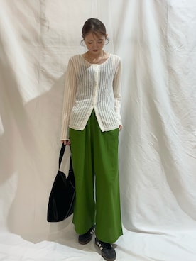 「ITEMS URBANRESEARCH（アイテムズ アーバンリサーチ）の『Sサイズあり/洗濯可』リネンレーヨンワイドパンツ（その他パンツ）」を使った、aoiさん（レディース・162cm）の夏コーディネート