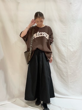 「ITEMS URBANRESEARCH（アイテムズ アーバンリサーチ）のウエストギャザースカート（スカート）」を使った、aoiさん（レディース・162cm）の秋コーディネート