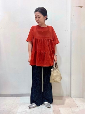 「SHOO・LA・RUE（シューラルー）のアイテム（トートバッグ）」を使った、yumiさん（レディース・154cm）の夏コーディネート