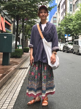 「COMOLI（コモリ）のアイテム」を使った、nacoさん（レディース・162cm）の夏コーディネート