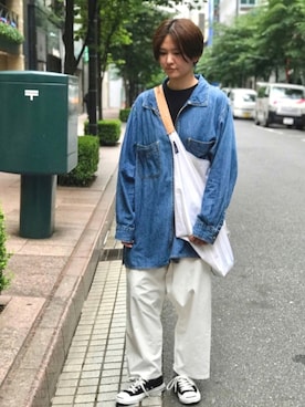 「アイテム（エコバッグ/サブバッグ）」を使った、nacoさん（レディース・162cm）の夏コーディネート