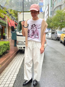 「アイテム（キャップ、ピンク系）」を使った、nacoさん（レディース・162cm）の秋コーディネート