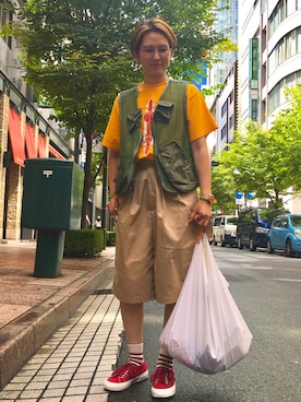 「SUPERGA（スペルガ）のアイテム」を使った、nacoさん（レディース・162cm）の夏コーディネート