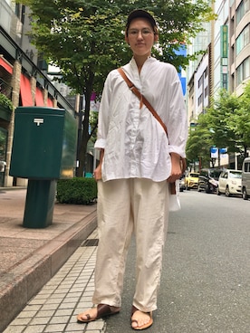 「chambre de charme（シャンブルドゥシャーム）のアイテム（トップス）」を使った、nacoさん（レディース・162cm）の夏コーディネート