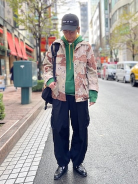 「アイテム（パーカー、グリーン系）」を使った、nacoさん（レディース・162cm）の冬コーディネート