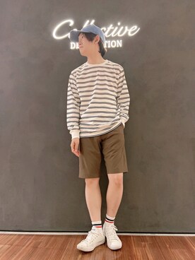 「Tシャツ/カットソー」｜「アイテム（その他）」を使った、シマダマサルさん（メンズ・164cm）の夏コーディネート