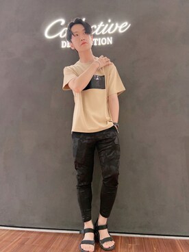 「Tシャツ/カットソー」｜「アイテム（その他）」を使った、シマダマサルさん（メンズ・164cm）の夏コーディネート